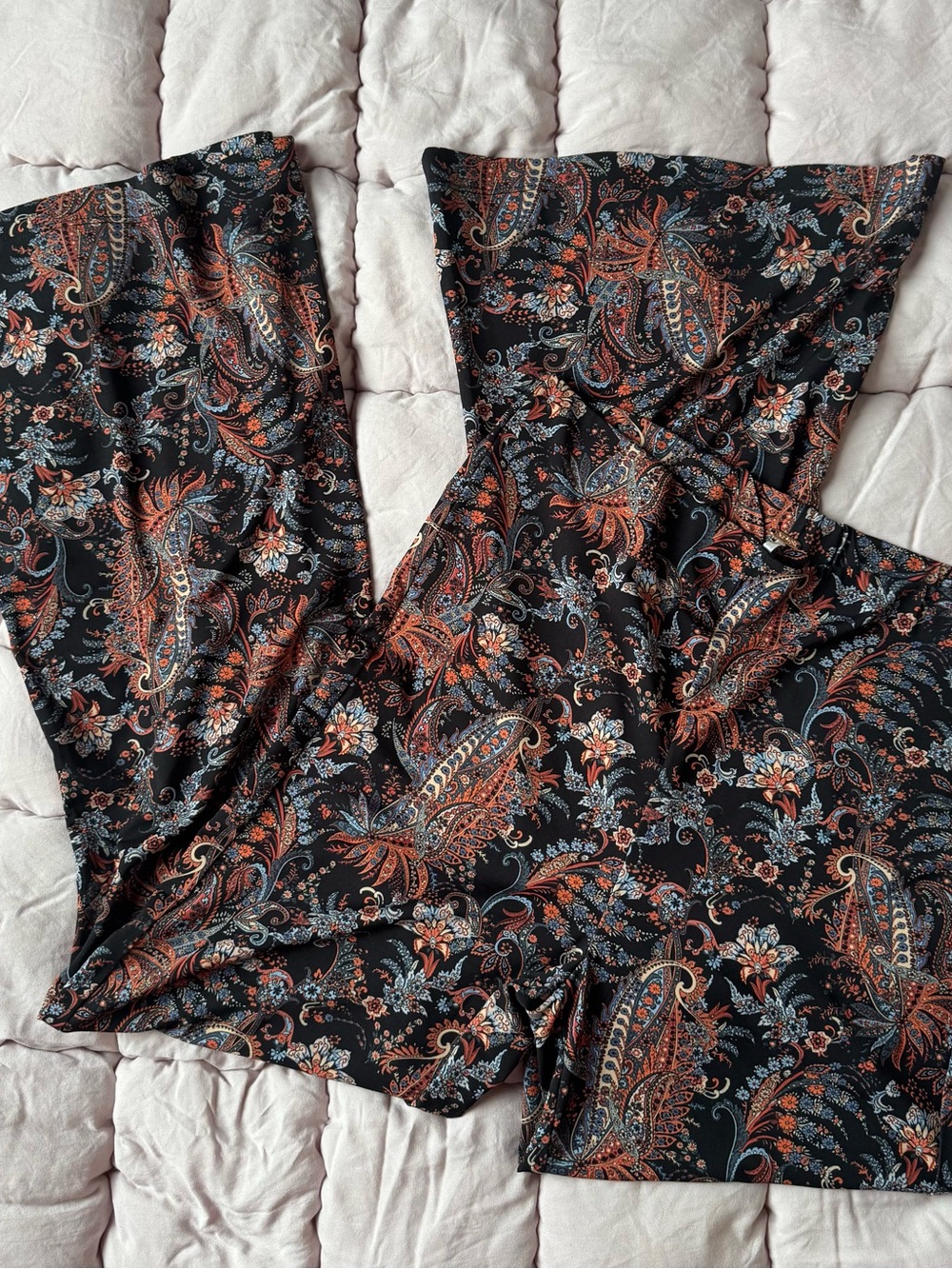 Free People Blue Paisley Pants with Rust & Blue Accents size S
